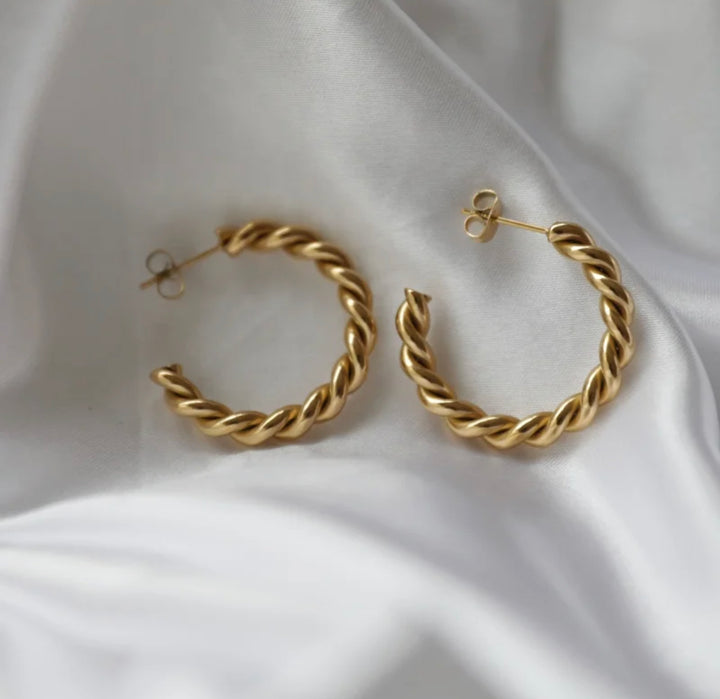 Maya Twist Chunky 18K Gold plated hoop Earrings