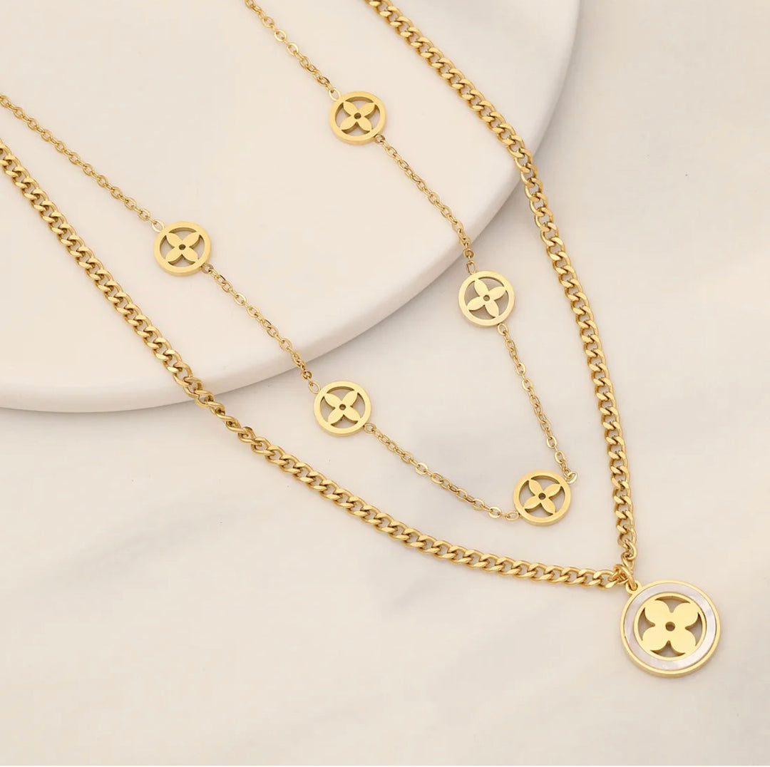 Lucky charm gold detail necklace set