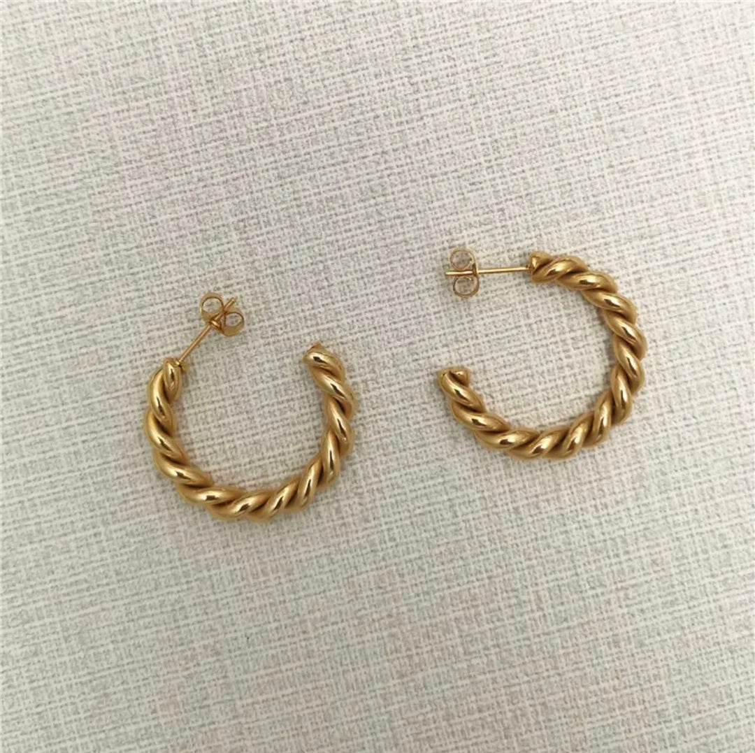 Maya Twist Chunky 18K Gold plated hoop Earrings