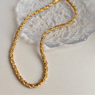 gold braided necklace 18k Plated