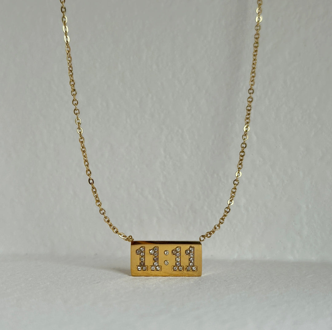 gold 11:11 pendant necklace 18k Plated