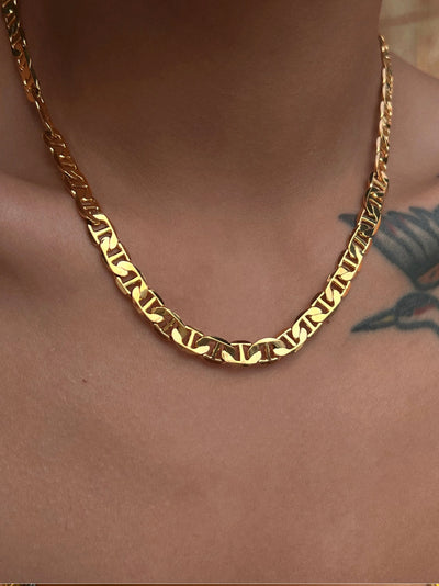 Link chain gold necklace 18k gold plated