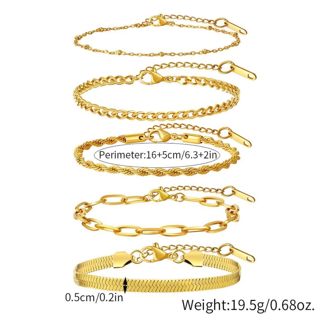 5pc gold Layering Bracelet set