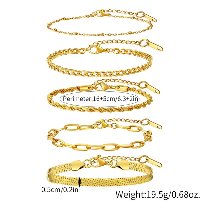 5pc gold Layering Bracelet set