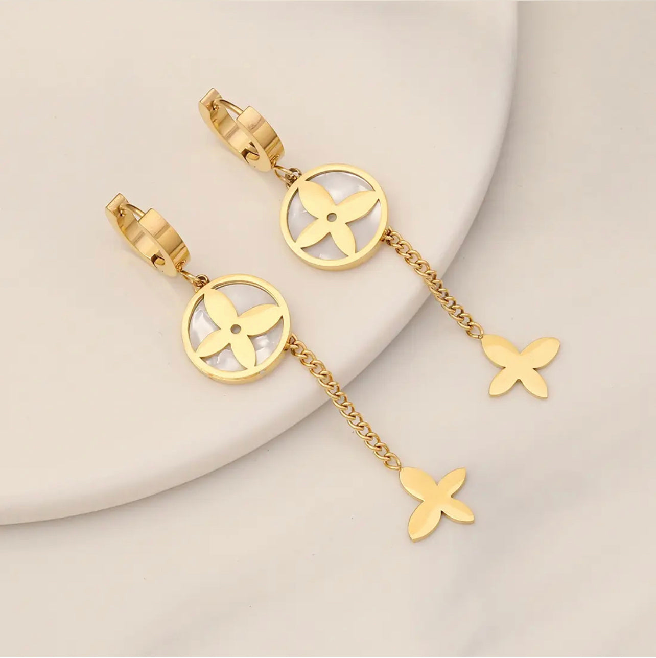 Lucky charm gold detail earrings