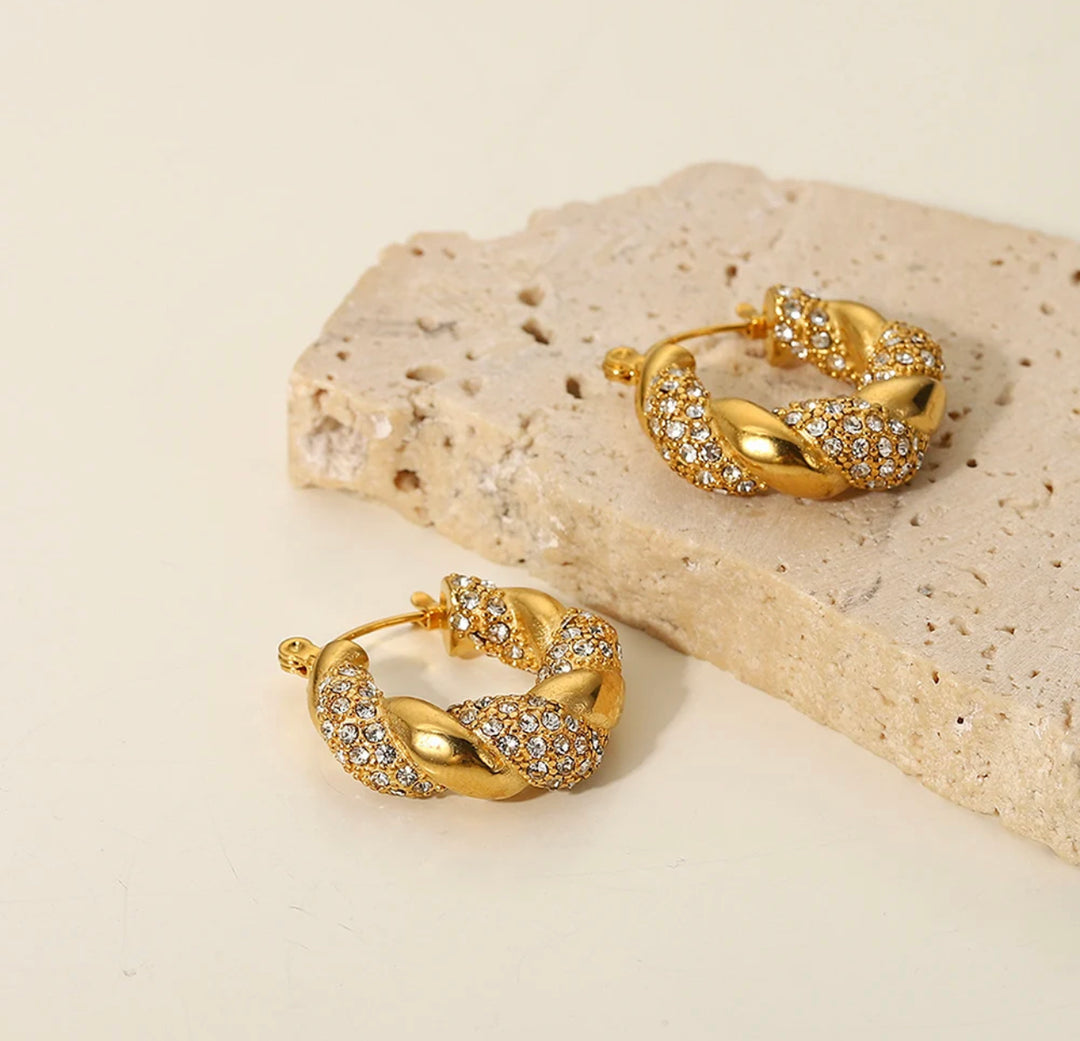 Chunky twisted 18k Gold plated earrings