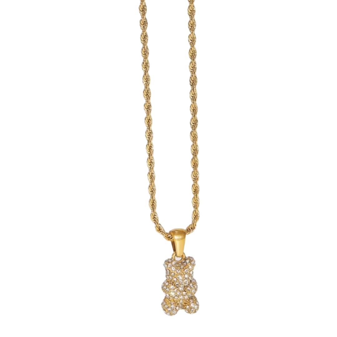 Little bear pendant necklace diamanté design