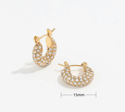 Luxury Diamanté sparkle 18K Gold plated hoop Earrings