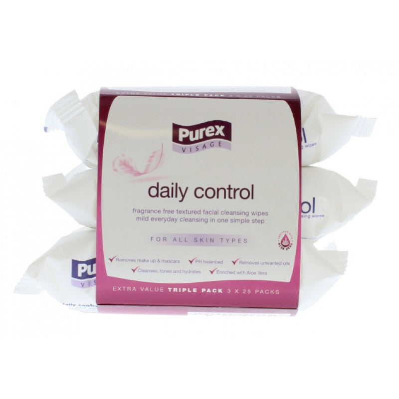 PUREX DAILY CONTROL FACE WIPES 25'S 3 PACK